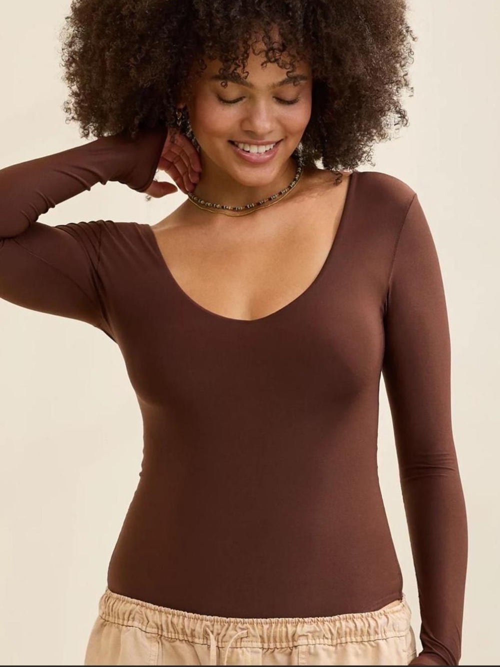 Aerie Scoop Neck Long Sleeve Bodysuit • NWT